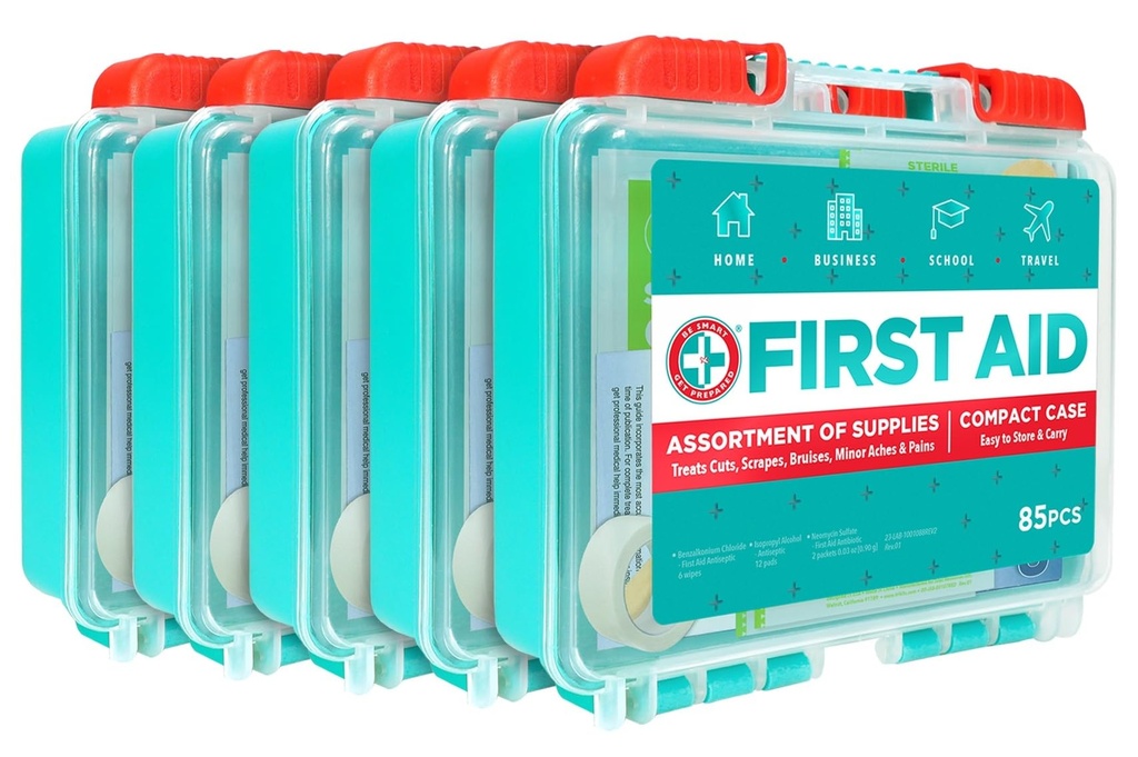 Be Smart Get Prepared 85 Pc First Aid Kit (5 Pack) Home, Travel, Car, FSA