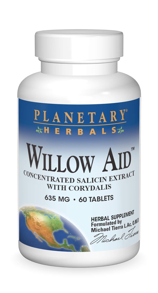 Planetary Herbals Willow Aid Tablets, 60 Count