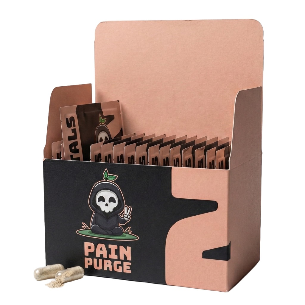 Mortals Pain Purge Daily Comfort Capsules — 7-Ingredient Botanical Blend with Turmeric, Boswellia, Willow Bark & Ginger — Vegan, cGMP, Made in USA (15 Pouches)