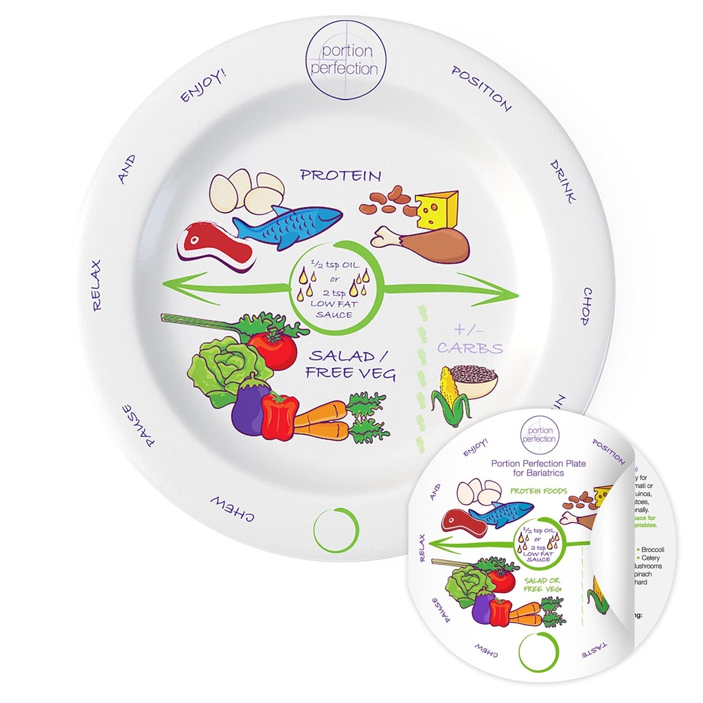 MELAMINE Bariatric Portion Control Plate 8”. Get the Bariatric Surgery Must-Haves for Longterm Weight Control to Guide your Gastric Sleeve or Bypass Journey