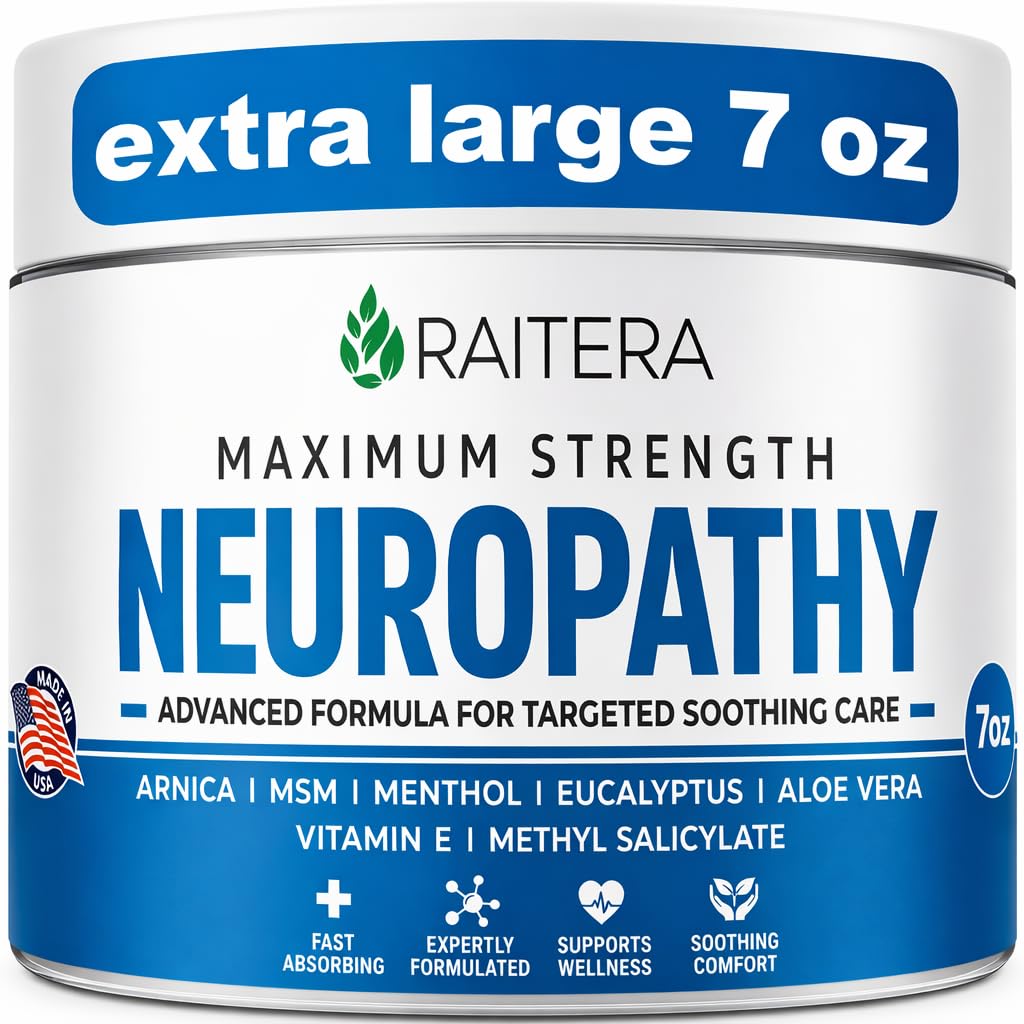 Neuropathy Nerve Cream – Maximum Strength for Feet, Hands, Legs, Toes – Advanced Cooling Non-Greasy Fast Absorbing Formula - Natural Ingredients Frankincense, Arnica, Aloe Vera, Turmeric, MSM