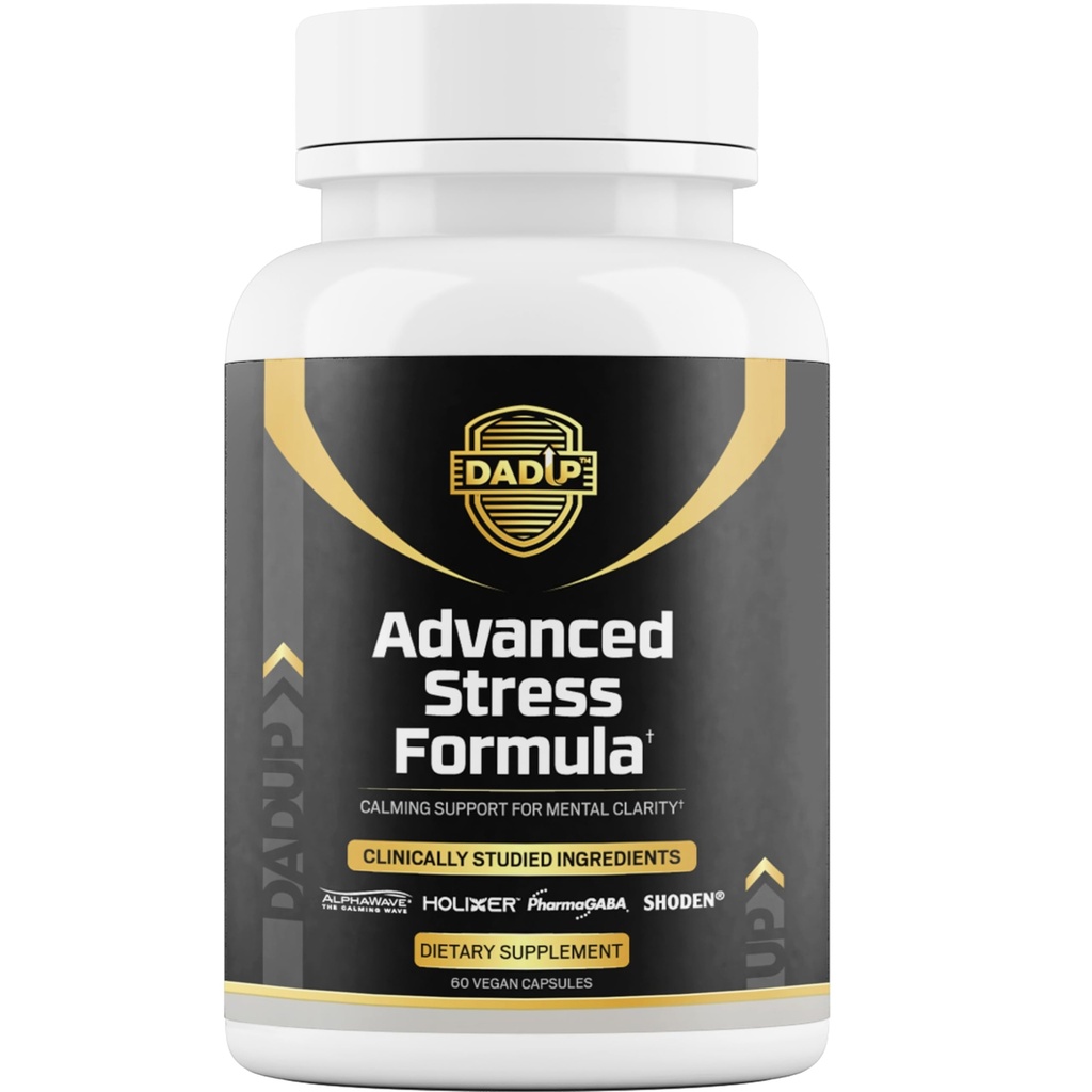 5 in 1 Advanced Stress Formula with Holixer Holy Basil, Shoden Ashwagandha, AlphaWave L-Theanine, PharmaGABA, Calm, Focus & Mood Support for Men, 60 Vegan Capsules