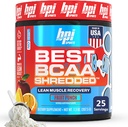 BPI Sports Best BCAA Shredded - Cafeína Free Thermogenic Recovery Drink, Lean Muscle Building BCAA po para mulleres e homes, Preworkout BCAAs Amino Acids Drink- Fruit Punch - 25 servizos