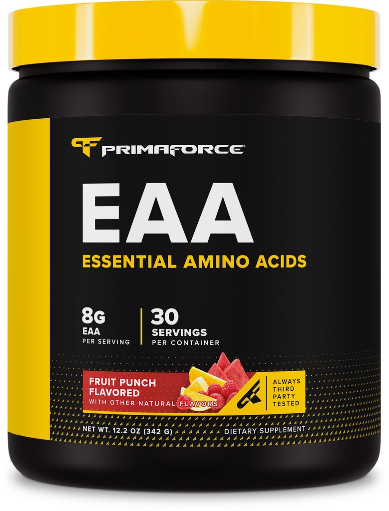 PrimaForce EAA Powder (Fruit Punch) 30 Servings, Gluten Free | Essential Amino Acids for Pre/Intra Workout and Recovery, GMO-Free
