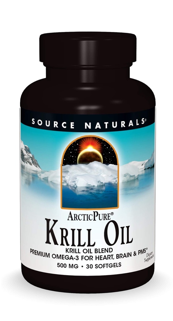 Source Naturals, ArcticPure® Krill Oil - 500 MG - 30 Softgels | Krill Oil Blend | Premium Omega-3 for Heart, Brain & PMS
