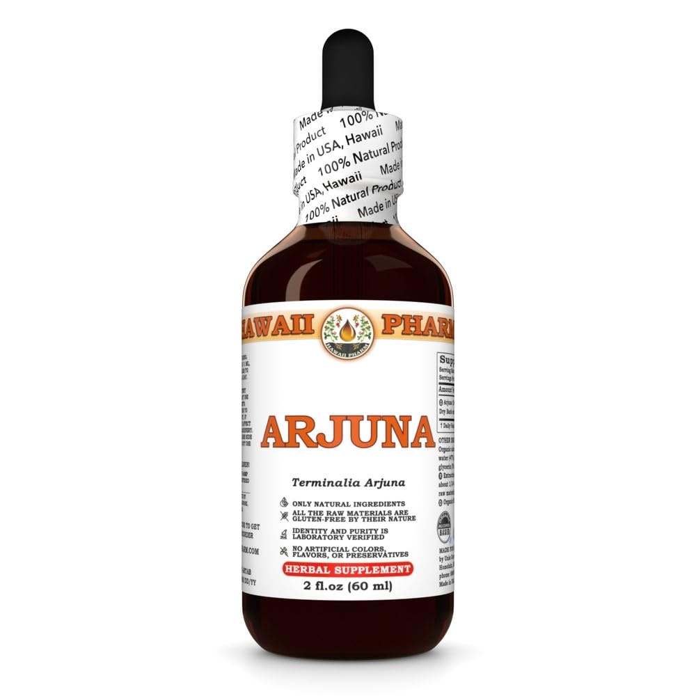 Arjuna (Terminalia Arjuna) Dry Bark Tincture, Made in Hawaii, Raw Materials, All Natural, Vegan, Pure Liquid Extract - 2 fl.oz