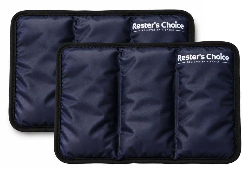 Rester's Choice 2 Pack Reusable Gel Ice Packs for Injuries – Flexible Cold Pack for Pain Relief & Swelling, Stays Cold Longer, Medium 7” x 12”, for Knee, Back, Shoulder (Dark Blue, 2 Pack, 7x12)