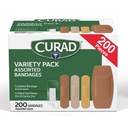 CURAD Assorted Adhesive Bandages, 4-Sided Seal, Variety Pack, 200 Count, 1 Pack