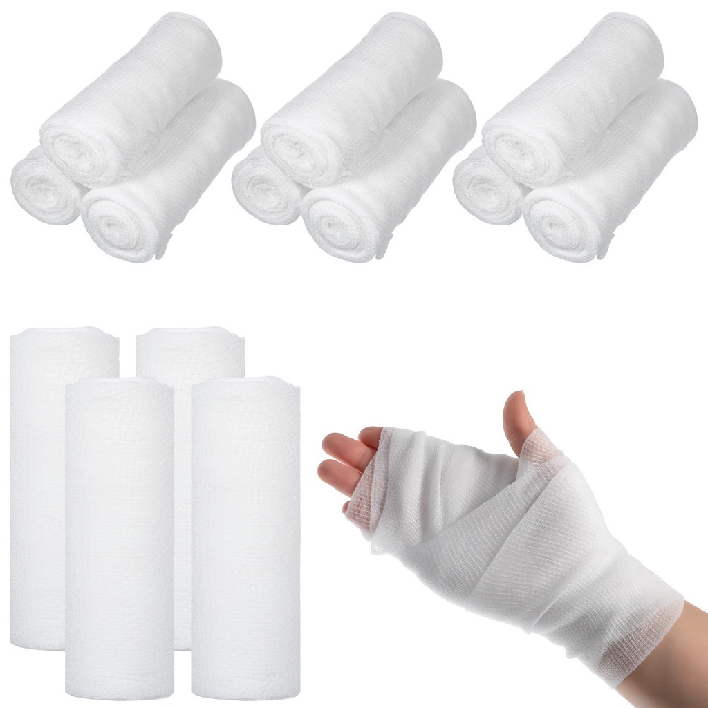 GLEAVI 24 Rolls White Gauze Bandages 10cm X 4.5m Highly Absorbent Rolled Gauze for First Aid Kit Bandaging Supplies