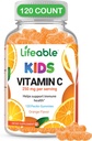 pastilhas de vitamina C para crianças - Vegan, GMO grátis e sem glúten - Grande sabor de laranja sabor Pectina mastiga - Crianças Suplemento dietético - 250 mg de vitamina C - 120 gelatinas [60 doses]