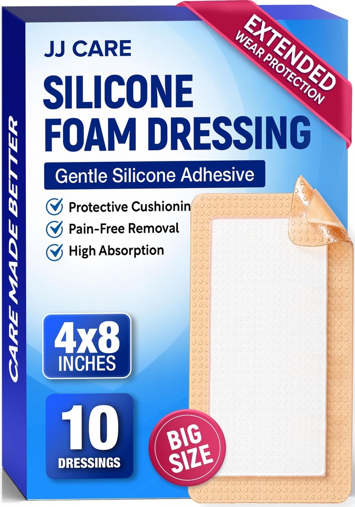 10Pcs Silicone Foam Dressing | 4x8 Bed Sore Bandages | Wound Care | FSA&HSA