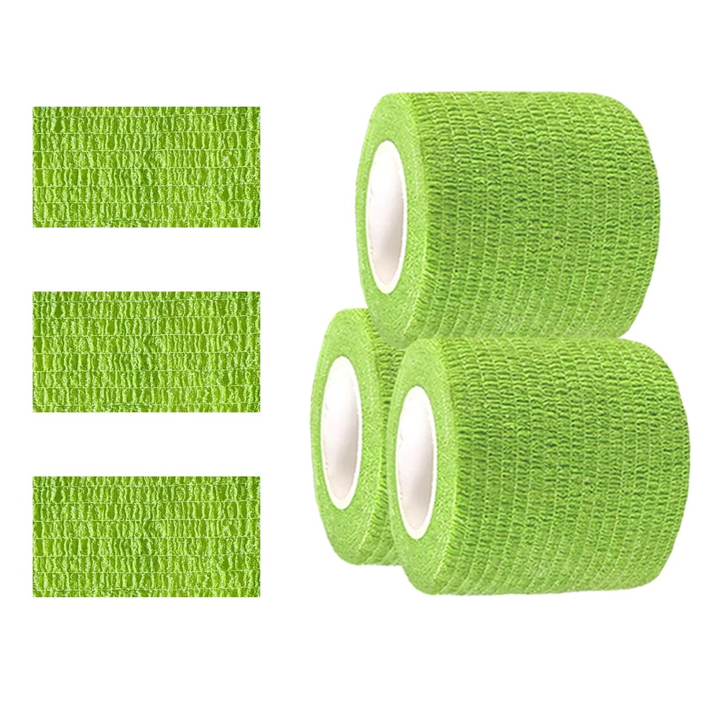 3 Pack 2 Inches Self Adhesive Bandage Wrap Vet Wrap for Pets, Stretch Self Adherent Tape Cohesive Wrap for Athletic, Sports, Wrist and Ankle(Grass Green)