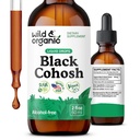 Wild & Organic Black Cohosh Tincture - Menopause Supplements Women - 2 oz | Menopause Supplements for Women - Black Cohosh Supplements - 540 mg Black Cohosh Root Extract Tincture - No Sugar, No Alcohol