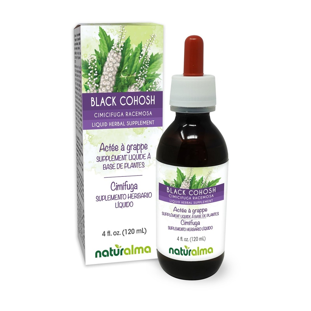 Naturalma Black Cohosh (Cimicifuga racemosa or Actaea racemosa) Rhizome Alcohol-Free Tincture - 4 fl oz Liquid Extract in Drops - Herbal Supplement - Vegan