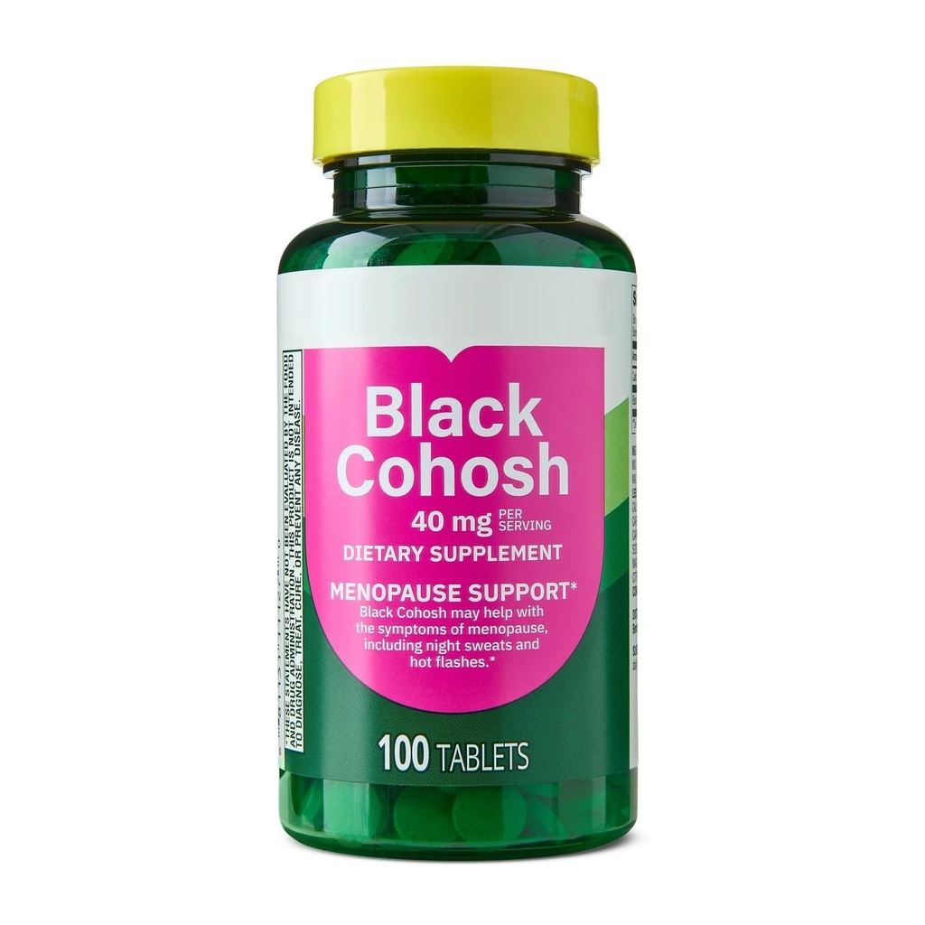 Black Cohosh Dietary Supplement Tablets for Menopause Support, 40 mg, 100 Count