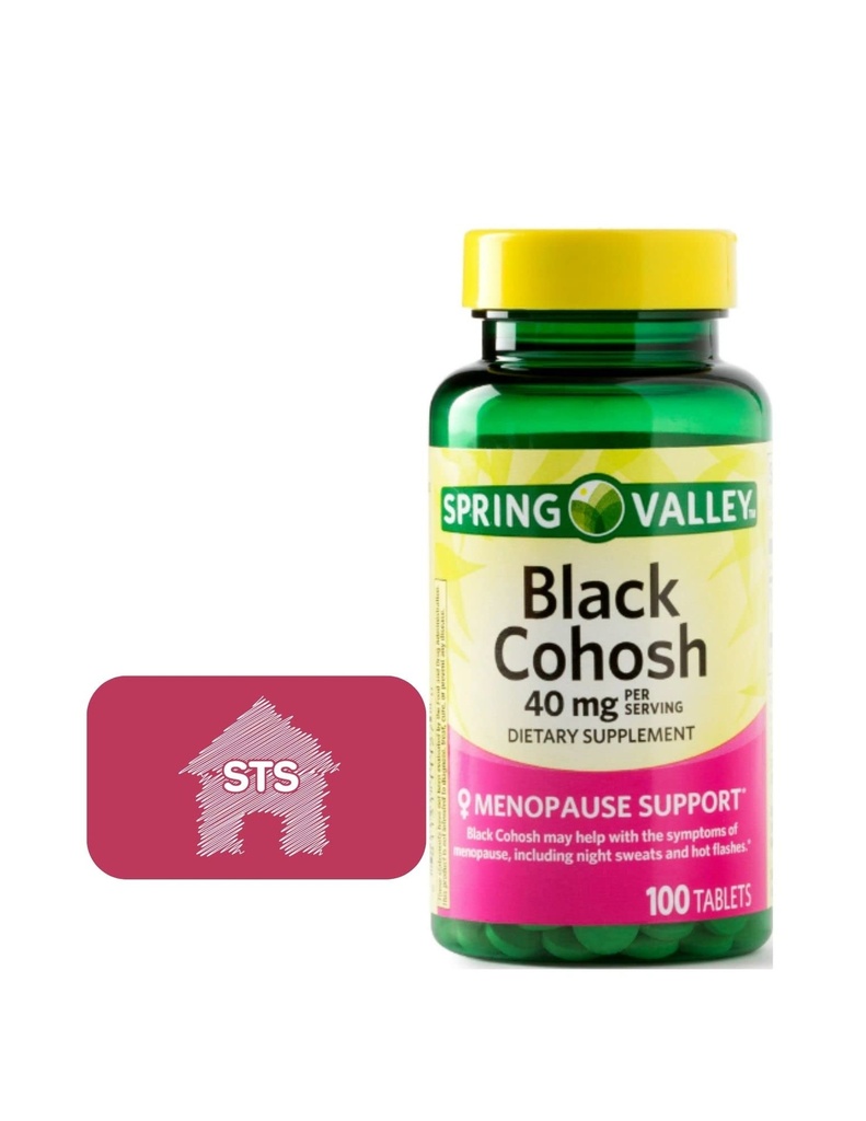 Spring Valley Black Cohosh - Menopause Support 40 mg, 100 Count + STS Sticker.