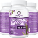 Suplemento de sacarosa liposómico 88.5 mg, absorción máxima, 100% cápsulas de extracto de Saffron puro para humor, enerxía, visión e foco - 60 cápsulas Vegan.