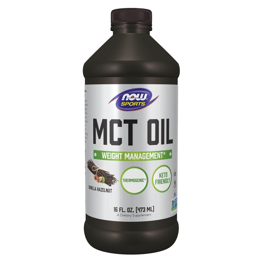 NOW Sports, MCT Oil, 14 g, Weight Management*, Vanilla Hazelnut, 16 fl. oz