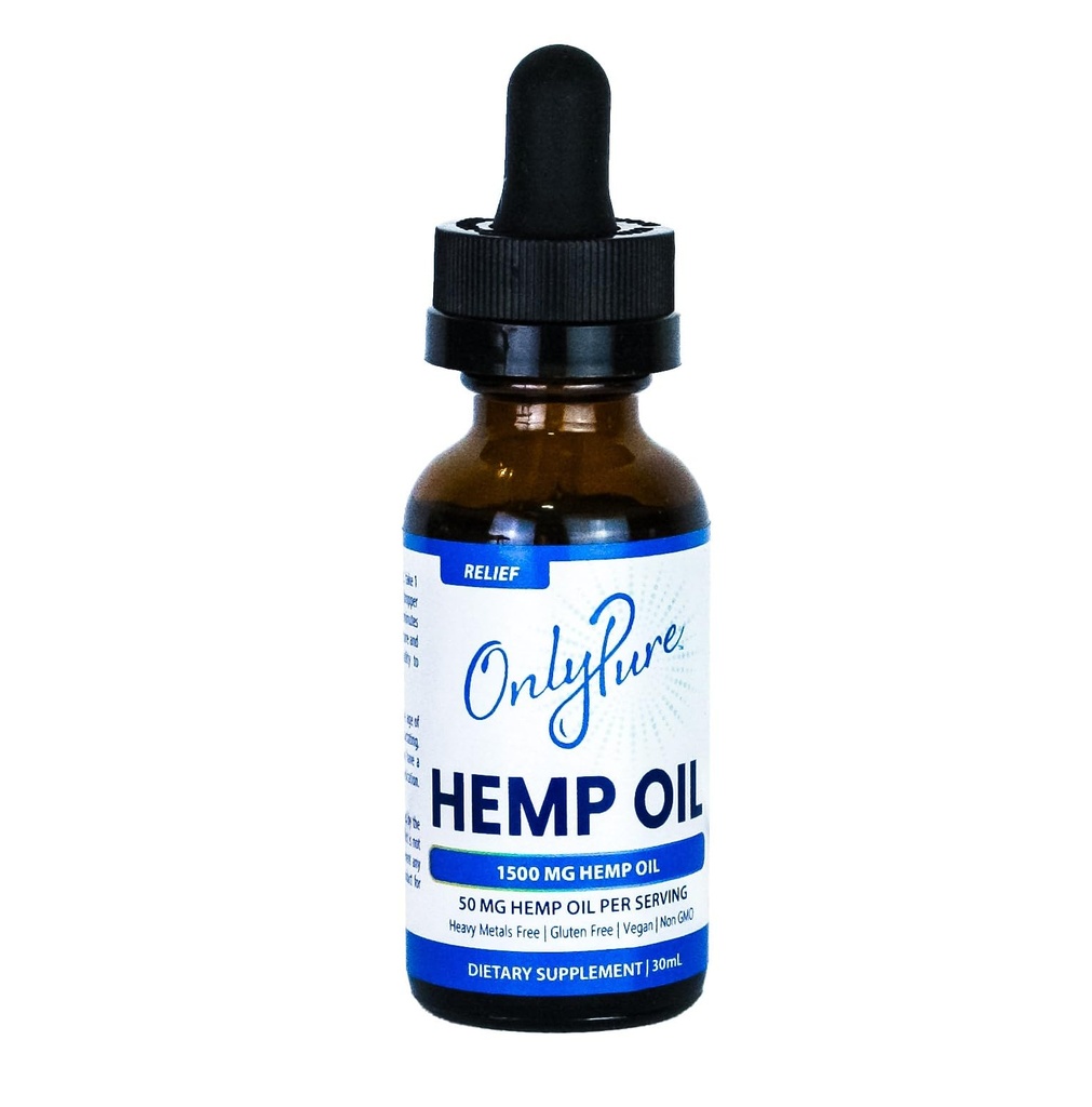 Relief Hemp Oil Extract Drops, 1500 mg, Supports Daily Overall Health, Wellness, Sleep & Relaxation, All Natural with MCT Oil, Non-GMO & Vegan, 30 mL (30 Servings)