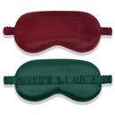 Amrules Silk Floss Sleep Mask Set of 2, Green & Dark Red | Good for Blocking Light, Enhancing Sleep Quality, Reducing Puffiness, Adjustable Soft Sleep Mask for Women
