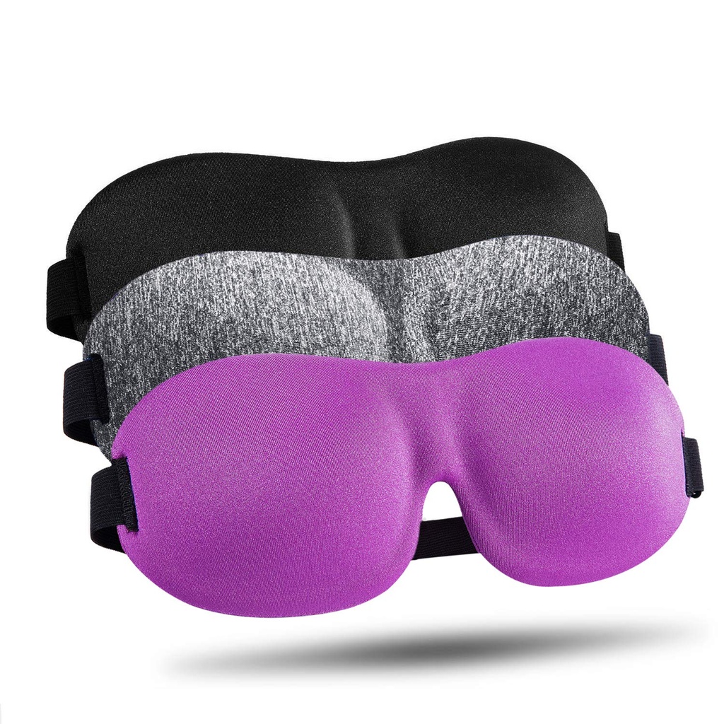 LKY DIGITAL Sleep Mask for Side Sleeper 3 Pack, Blackout 3D Eye Mask | Zero Eye Pressure, Super Lightweight, Adjustable, Breathable, for Men Women Side/Back/Stomach Sleeping, Travel & Meditation
