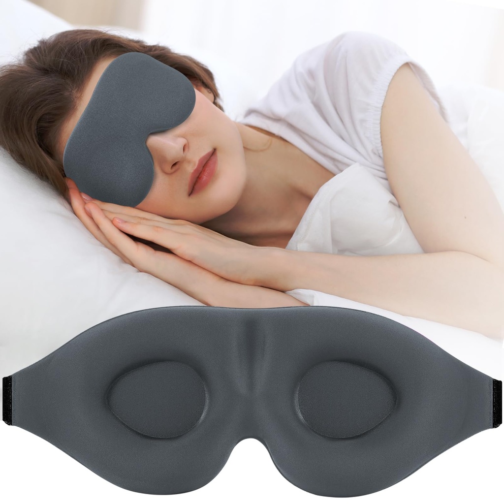ZGGCD Sleep Mask for Side Sleeper, Light Blocking Eye Mask for Women Men | 3D Contoured Night Blindfold, Luxury Sleeping Eye Cover, Adjustable Strap, Eyeshade for Travel Nap, Flight Essentials, Grey