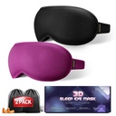 Weighted Sleeping Mask for Women Men 2 Pack 3D Contoured Eye Masks for Sleep (Black,Purple)