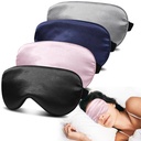 4 Pack Silk Sleep Mask, Blackout Eye Mask with Adjustable Strap | Zero Eye Pressure, Super Soft Blindfold for Women Men, Sleeping Eye Masks for Travel, Gift, Yoga (Black, Pink, Blue, Grey)