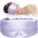 LitBear Silk Sleep Mask for Side Sleeper, Travel, Airplane, Office, Purple | 22 Momme Pure Mulberry Silk for Wrinkle-Free Sleep, Total Blackout, Tangle-Free Adjustable Strap, Includes Portable Bag