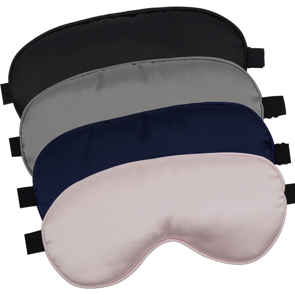 LERSVICVIL 4 Pack Eye Mask for Sleeping Silky Soft Satin Blindfold Adjustable Strap Night Eye Cover for Women Men