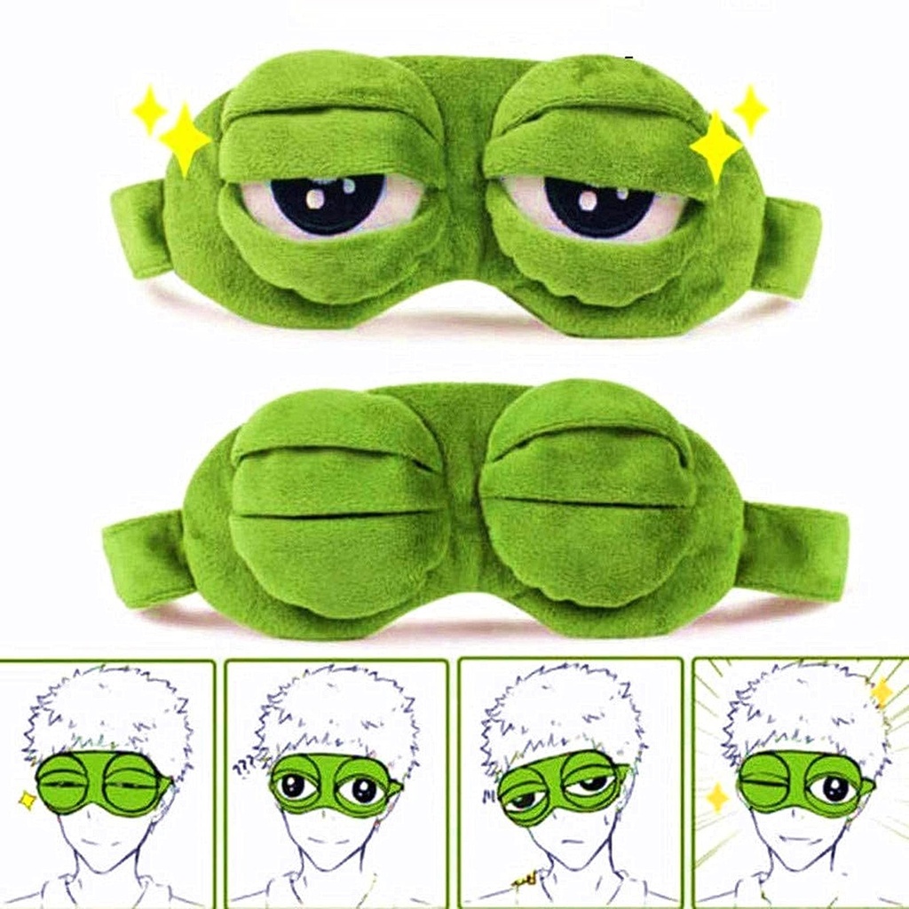 Sleep Masks for Women,Eye Mask for Sleeping, Night Mask Sad Frog Cute Block Out Light, Soft Comfort Eye Shade Cover for Travel Yoga Nap, Green