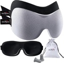 PrettyCare 3D Sleep Mask 2 Pack,Eye Mask for Side Sleeper -3D Contoured Sleeping Mask Blackout Out for Men Women - Zero Eye Pressure Blindfold with Ear Plugs, Night Masks with Travel Bag (Black＆Grey)