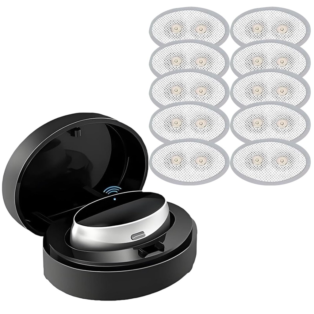 Deep Sleep Training Device Intelligent Throat Massager with Replacement Disposable Gel Patches for Improving Sleep Quality, 1 PCS (Patch＋Device)