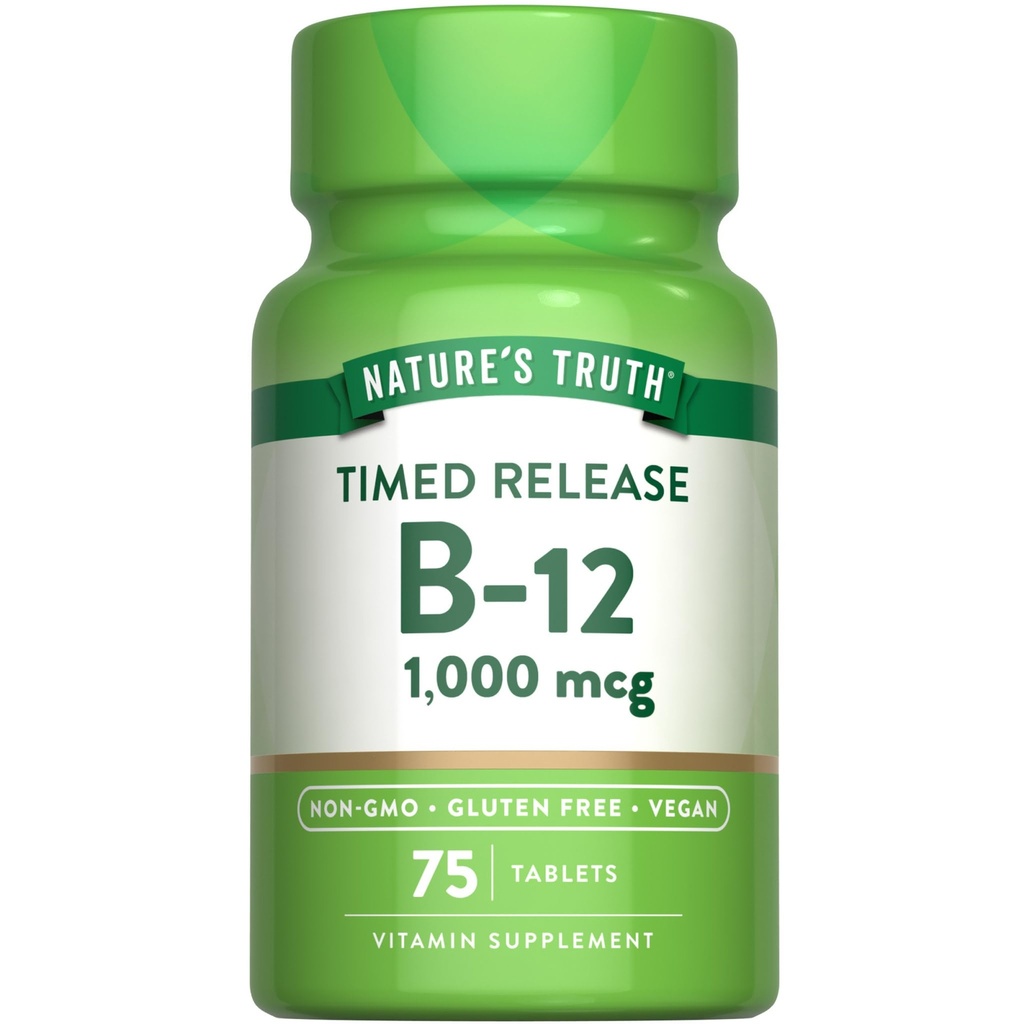 Nature's Truth Vitamin B12 1000 mcg | 75 Timed Release Tablets | Vegan, Non-GMO & Gluten Free Supplement