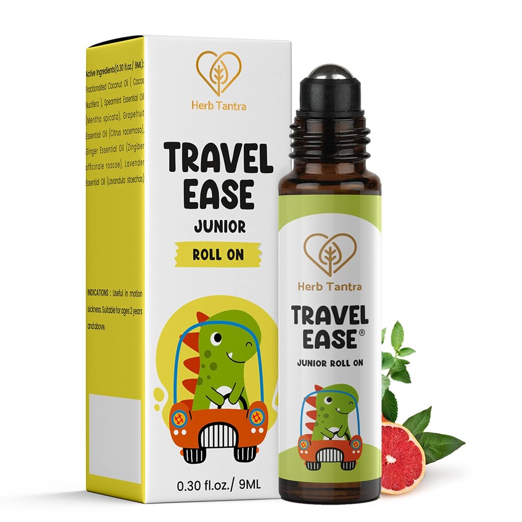Travel Ease Junior Kids Roll On,Natural Anti Nausea Relief for Car, Cruise, Airplane, Road Trip & Flight, Essential Oil Based Non drowsy Alternative for Motion Sickness