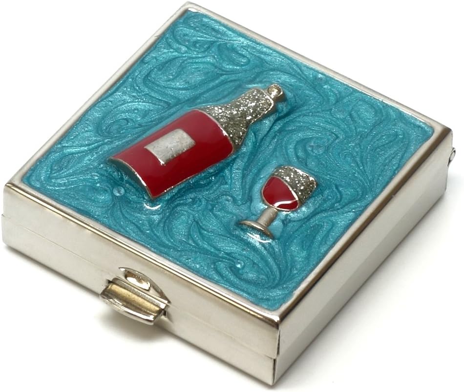 9328 Quadrato Piccolo Pill Box Organizer Aqua Blue Silver Women Travel Pill Case Purse Pocket Container Daily Portable Medicine Vitamin Box Supplemento Mini Storage