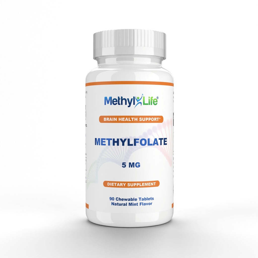 Methyl-Life® L-Methylfolate 5 mg - Chewable Active Folate Tablets with ultrapure Form of Cerebrofolate® (L-5-MTHF, Calcium) | Vegan, Non-GMO, Gluten-Free | 90 Chewable Tablet
