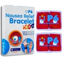 P6 Motion Sickness Bands for Kids Children’s Wristbands for Anti Nausea Sea Cruise Travel Car Sickness All-Natural Non Drowsy Relief Acupressure Treatment (2 Pack Red, Red)