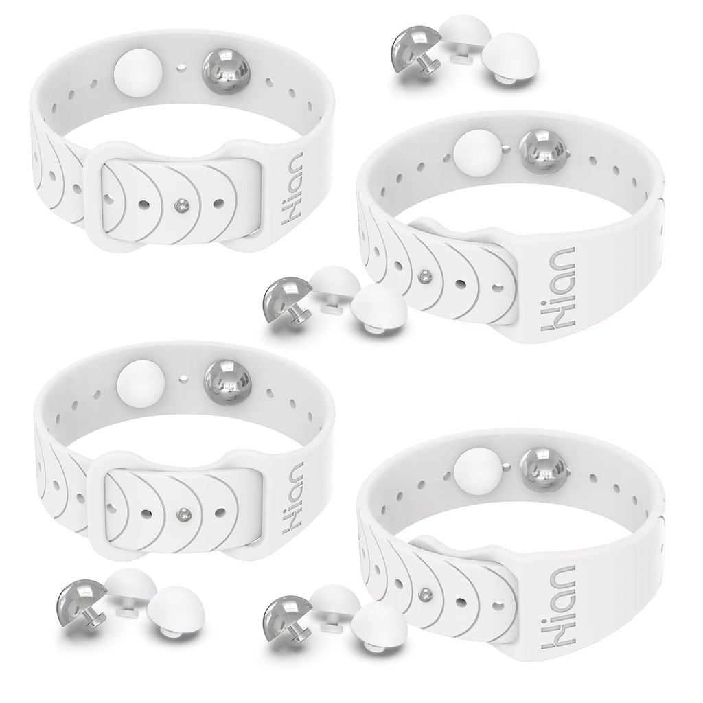 Hion Motion Sickness Bands Anti Nausea Acupressure Wristband Sea Sickness Wristbands Nausea Bands Natural Relief Motion & Morning Sickness -（2 Pairs White