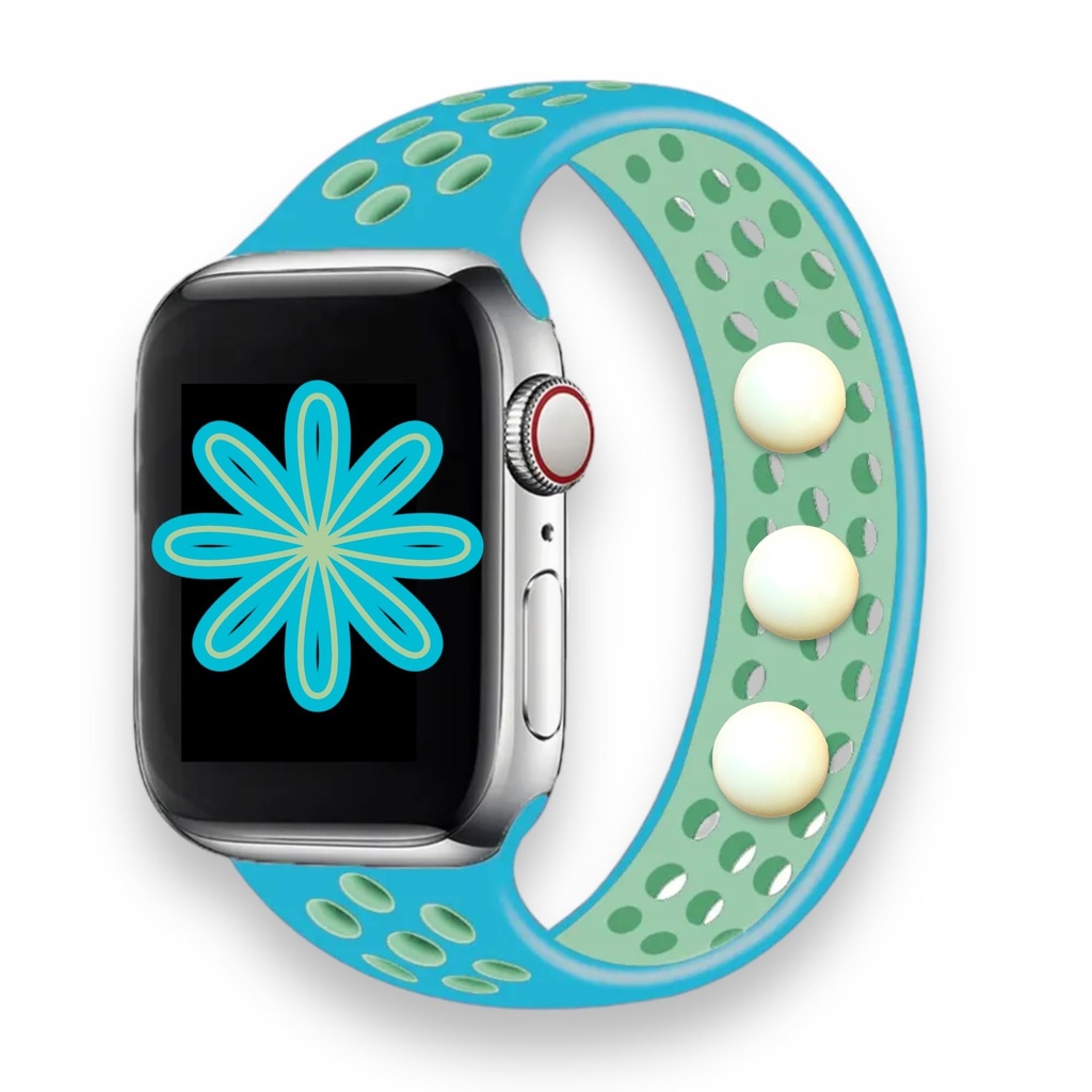 Anti Nausea Watch Band, Aqua Silicone Solo Loop | Acupressure Watch Band, Motion Sickness Support, Travel & Stress Support, Compatible with Apple Watch