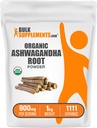 BulkSupplements.com Organic Ashwagandha Powder - Organic Ashwagandha Supplements, Sourced from Ashwagandha Root - Gluten Free, 900mg per Serving, 1kg (2.2 lbs) (Pack of 1)