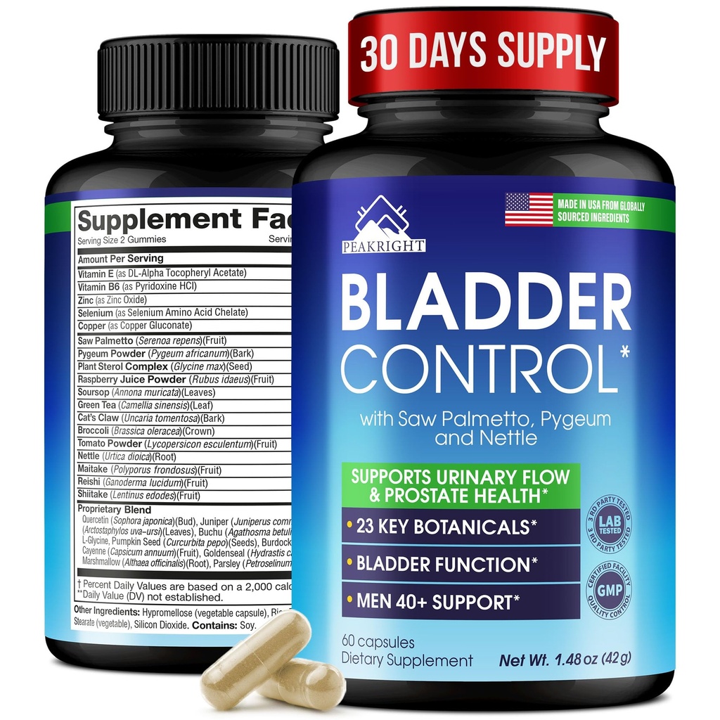 Prostate Health Supplements for Men 40+ - Saw Palmetto & Pygeum - 60 caps | Urinary Wellness & Bladder Support Formula with Zinc, Selenium, Saw Palmetto, Pygeum, Pumpkin Seed & Stinging Nettle Root