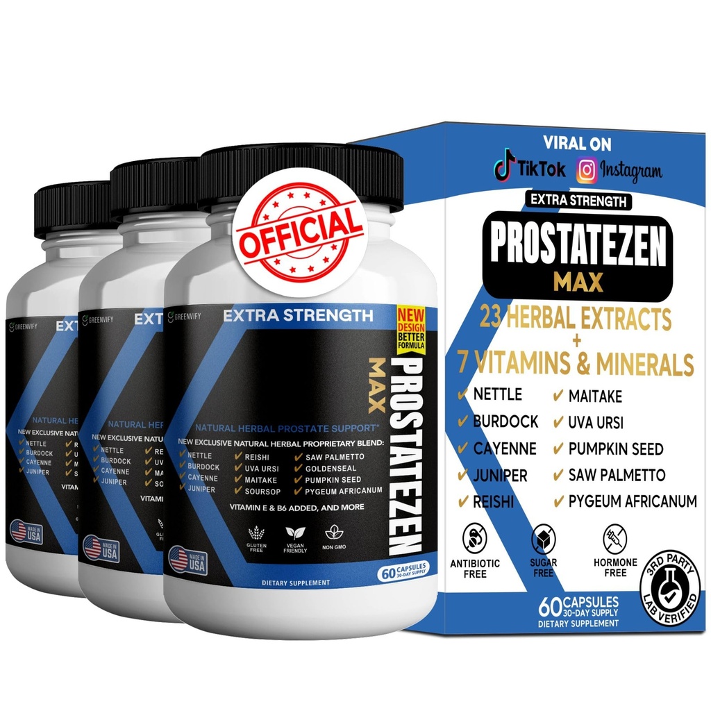 ProstateZen Max | Extra Strength Natural Herbal Prostate Support | 60 Veggie Capsules | Saw Palmetto, Pygeum, Nettle, Reishi, Maitake | Gluten-Free, Vegan (3)