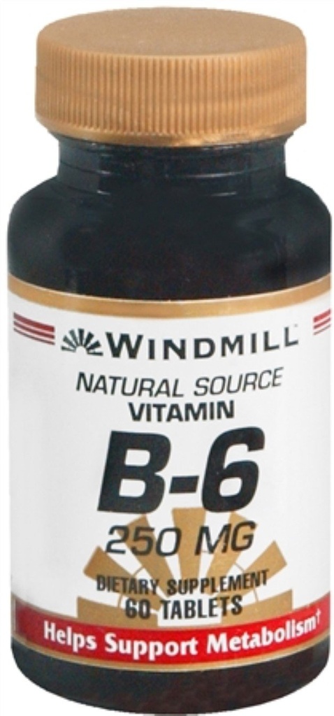 Windmill Vitamin B-6 250 mg Tablets 60 Tablets (Pack of 4)