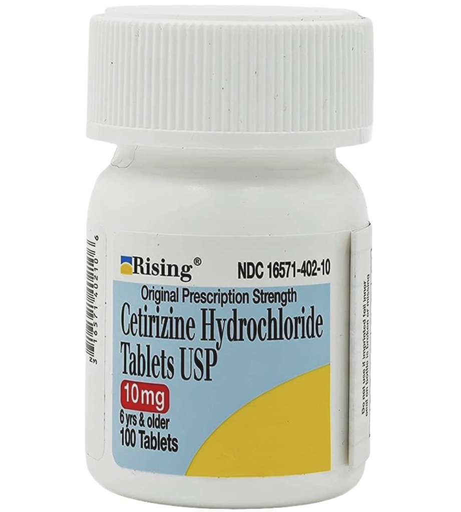 Rising Health Cetirizine HCL 10 mg 24 Hour Allergy Relief Tablets | Fast-Acting Medicine for Indoor & Outdoor Allergies | Antihistamine for Sneezing, Runny Nose & Itchy Eyes - 100 Tablets