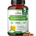 Zazzee Extra Strength St. John’s Wort 20:1 Extract, 0.3% Hypericin, 150 Vegan Capsules, 5 Month Supply, Hypericum Perforatum, Mood & Emotional Wellness Support, Herbal Supplement, Non-GMO, Made in USA