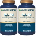 Nature's Wonder Fish Oil 1100mg Omega-3 Fish Oil Supplements for Women and Men, EPA & DHA for Healthy Joints, Heart, Immune System, 120 Day Supply of Softgels (Pack of 2)