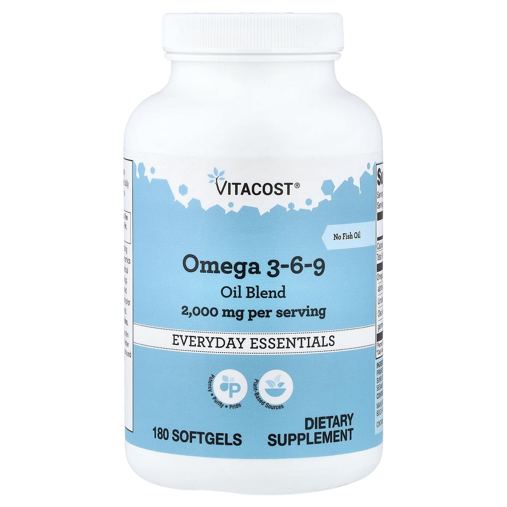 Vitacost Omega 3-6-9 Oil Blend, 180 Softgels (1,000 mg per Softgel)