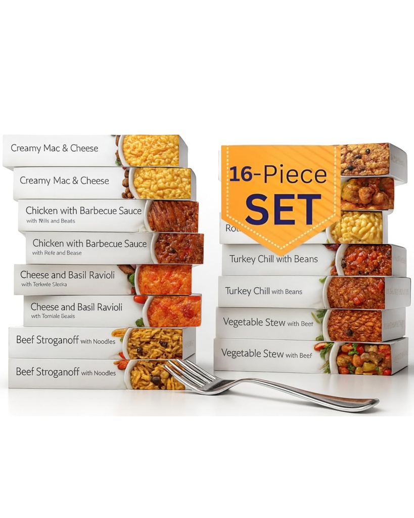 HMR Variety Entrée Meals Pack, 16 Meals, Ready to Eat | Meal Variety Pack – Convenient Ready Meals – 16 Assorted Entrées – High Protein – Shelf Stable