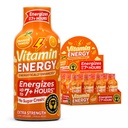 Vitamin Energy Orange Tango Extra Strength Energy Shot, 12 Pack - Up to 7 Hrs, 260mg Natural Caffeine, Zero Sugar - Green Tea Extract, Immune Support, B12 B6 Niacin, 1.93 fl oz, Keto Vegan
